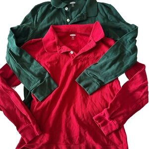 Old navy Boys M (8)  Long Sleeve Polo Shirts - Red and Green